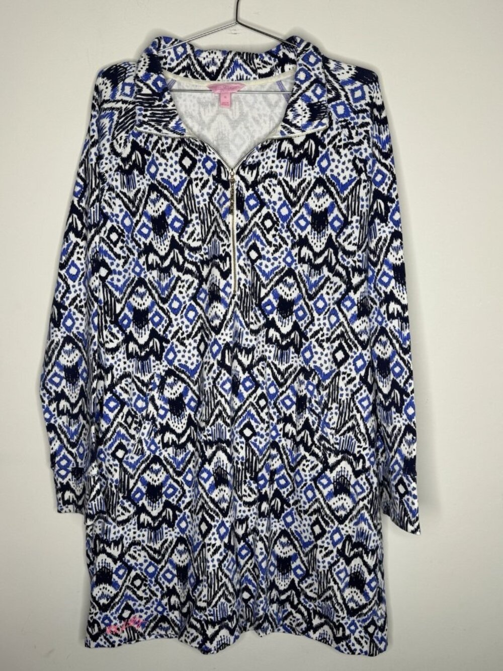 Lilly Pulitzer UPF 50+ Skipper Dress In Becker Blue Oh My Cod Size XL Summer